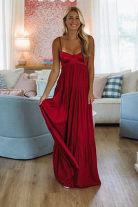 HAZEL & OLIVE SM/D20427A Caviar Dreams Maxi Dress - Maroon