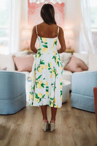 Paloma Midi Dress - White, Yellow and Green-HAZEL & OLIVE SM/D20617X-Small-