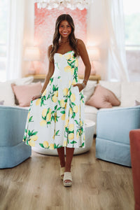 Paloma Midi Dress - White, Yellow and Green-HAZEL & OLIVE SM/D20617X-Small-