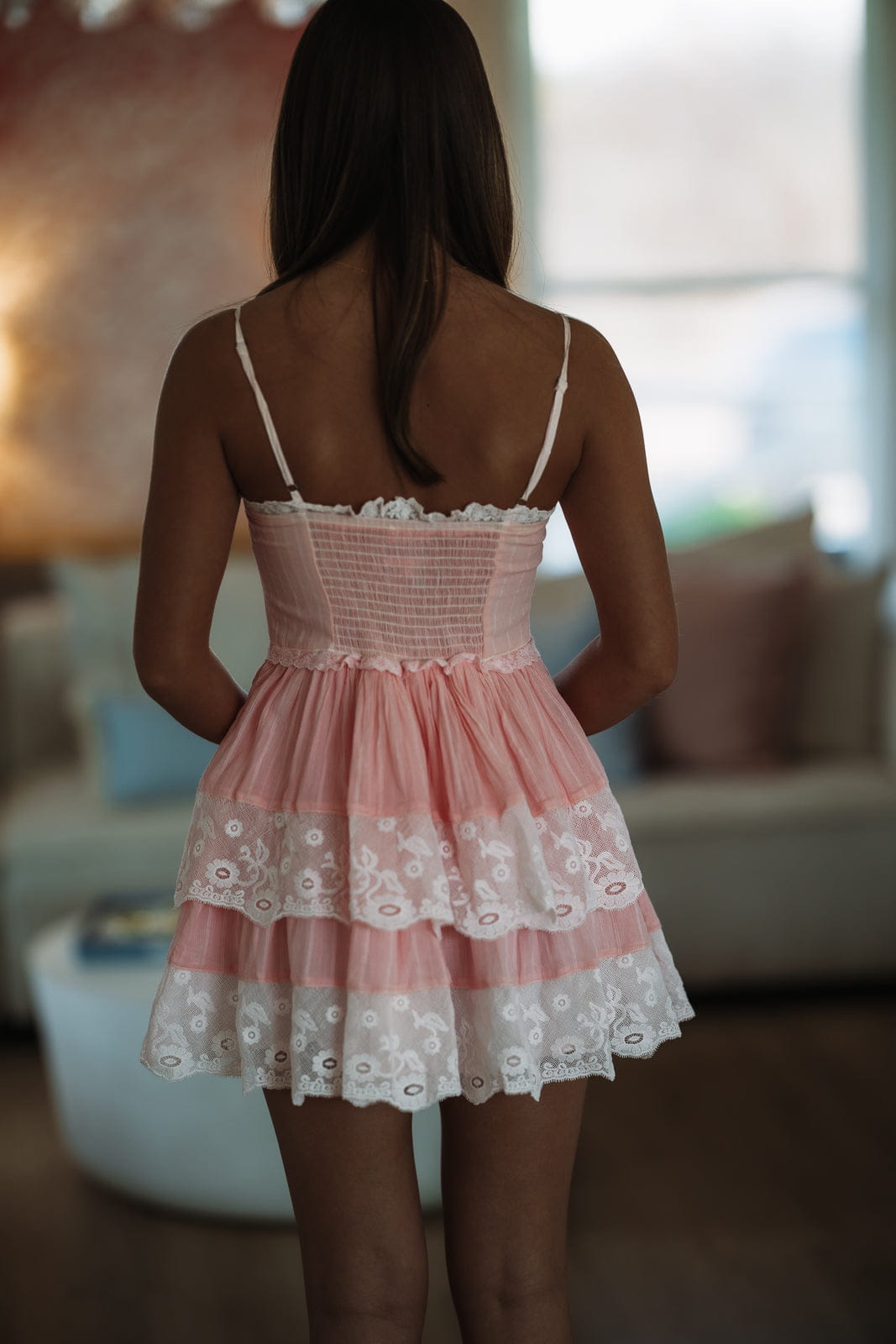 Lovely Impressions Mini Dress - Pink and White – Hazel & Olive