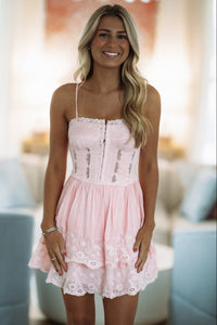 HAZEL & OLIVE SM/D20835A Lovely Impressions Mini Dress - Pink