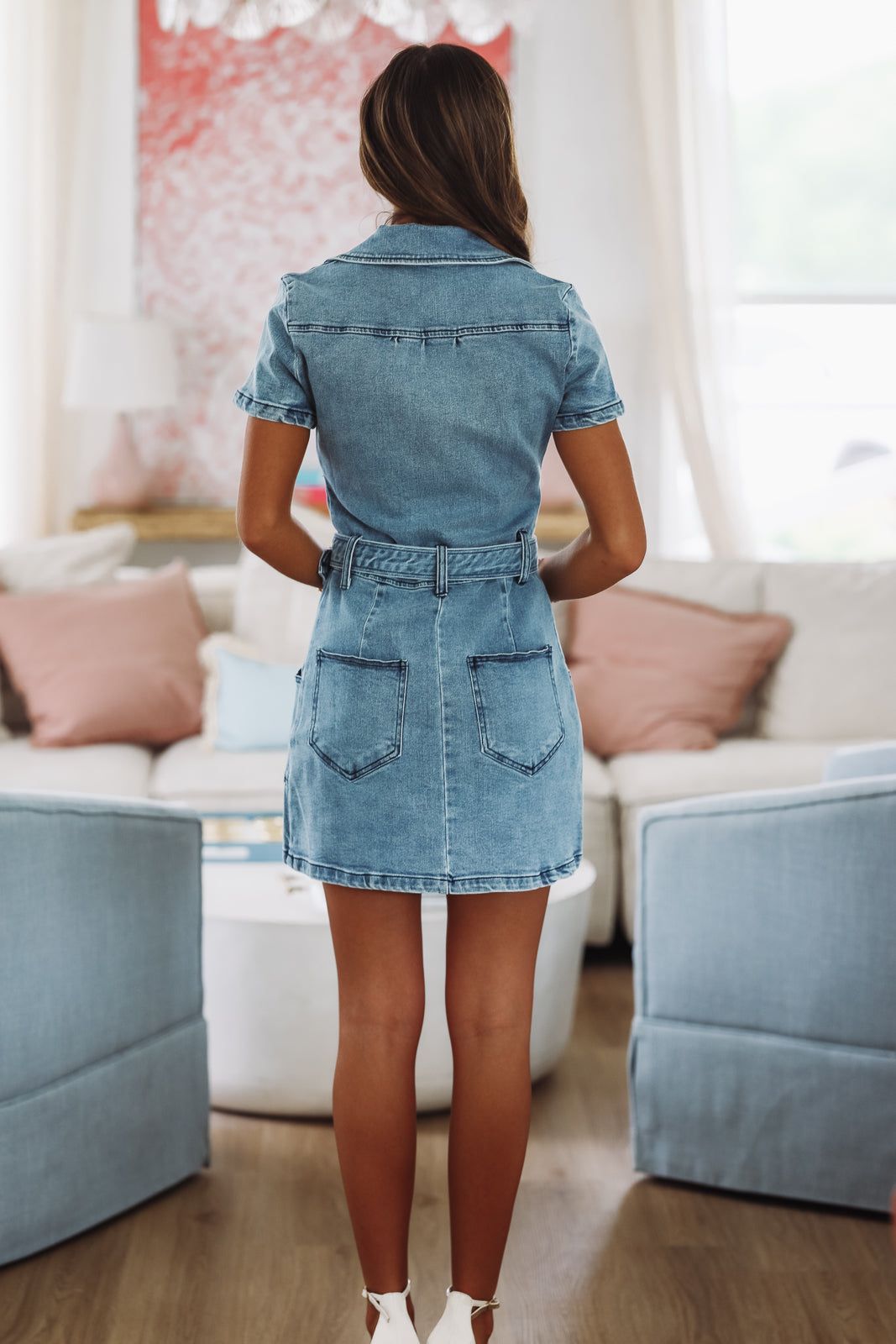 Heading South Denim Mini Dress - Denim Hazel & Olive Heading South Denim Mini Dress - Denim Hazel & Olive