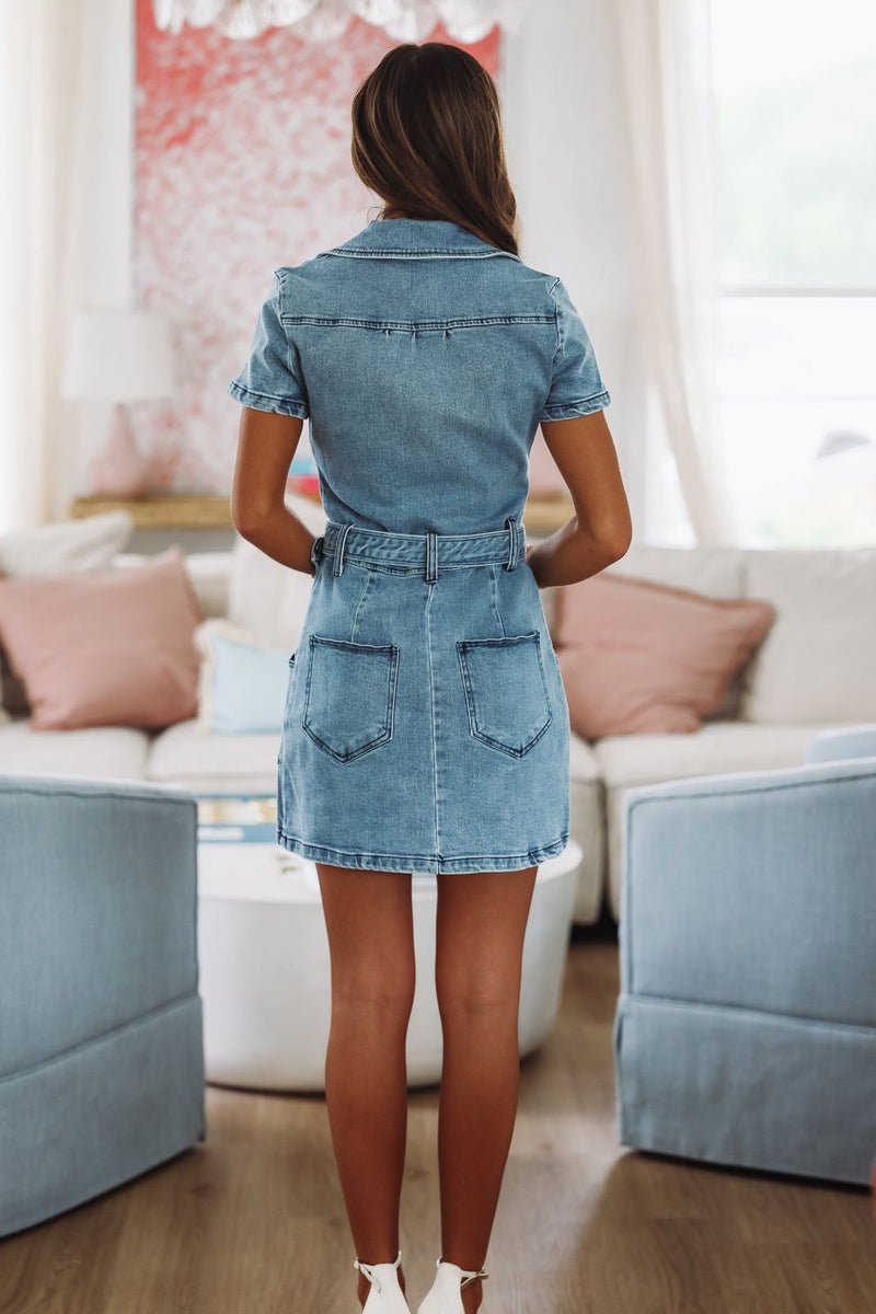 hailey denim mini dress Petal & Pup Women's Hailey Denim Mini Dress
