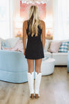HAZEL & OLIVE SM/D20919A Don't Think Twice Mini Dress Romper-Black