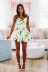 Refreshing Lemon Mini Dress - White, Yellow and Green-Hazel & Olive SM/D20935D-Small-