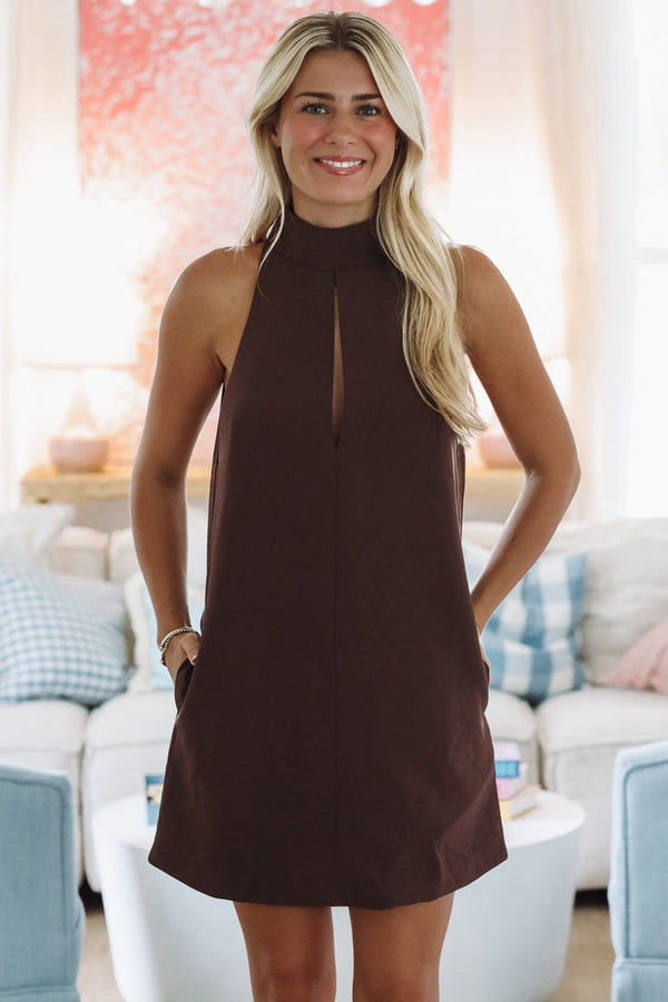 Hazel & Olive SM/D20949A Born to Outshine Mini Dress - Dark Brown