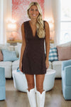 HAZEL & OLIVE SM/D20962A Enlighten Me Eyelet Mini Dress - Dark Brown