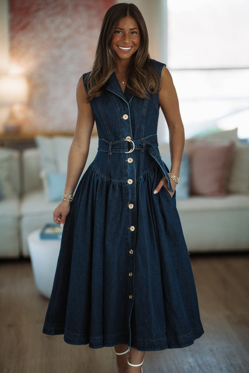 Tennessee Sunsets Maxi Dress - Dark Denim, Small | Hazel and Olive