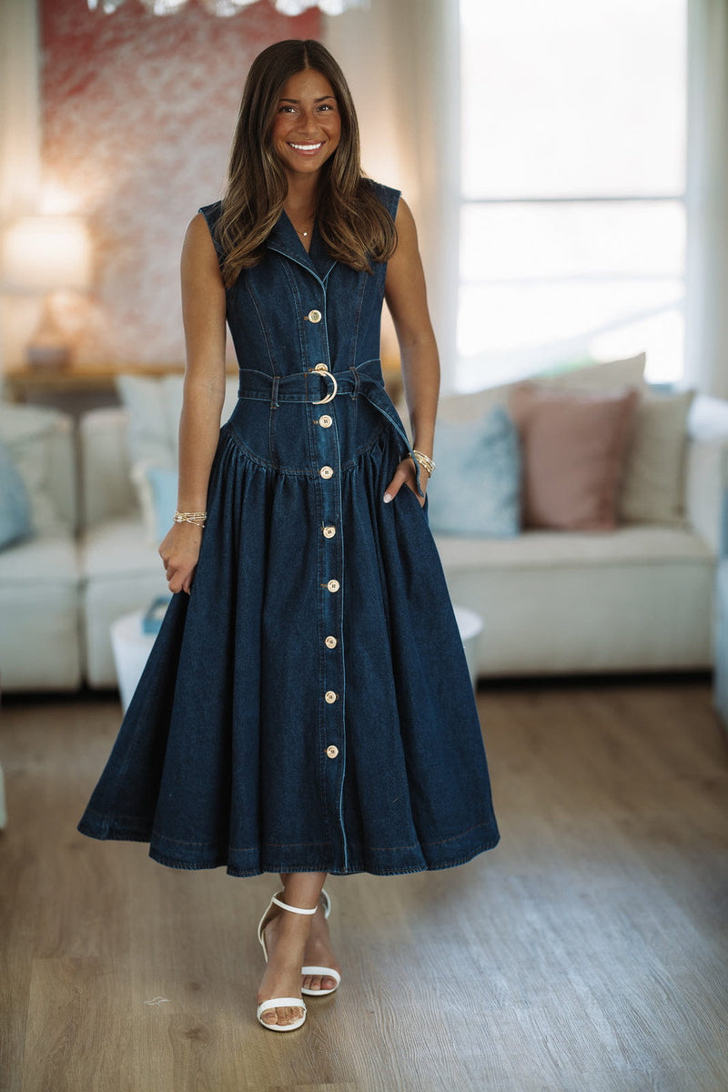 denim evening dress Tennessee Sunsets Maxi Style:10880383-169 Color:Cozy Peach Dancing Leopard Blue Satin Dark blue Waist width