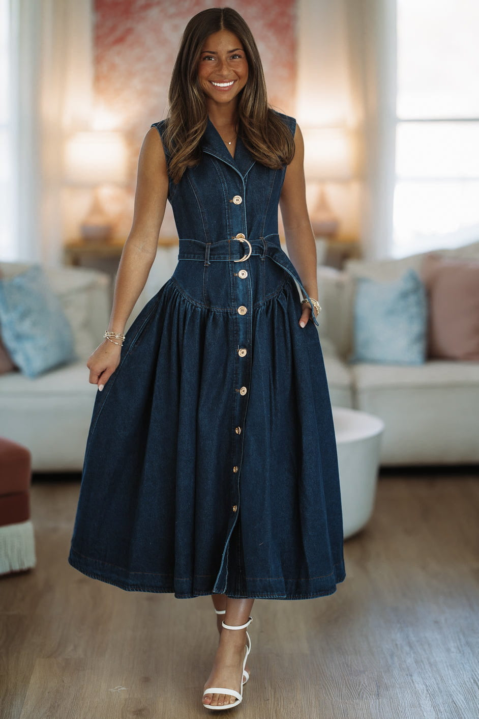 Tennessee Sunsets Maxi Dress - Dark Denim, Small | Hazel and Olive
