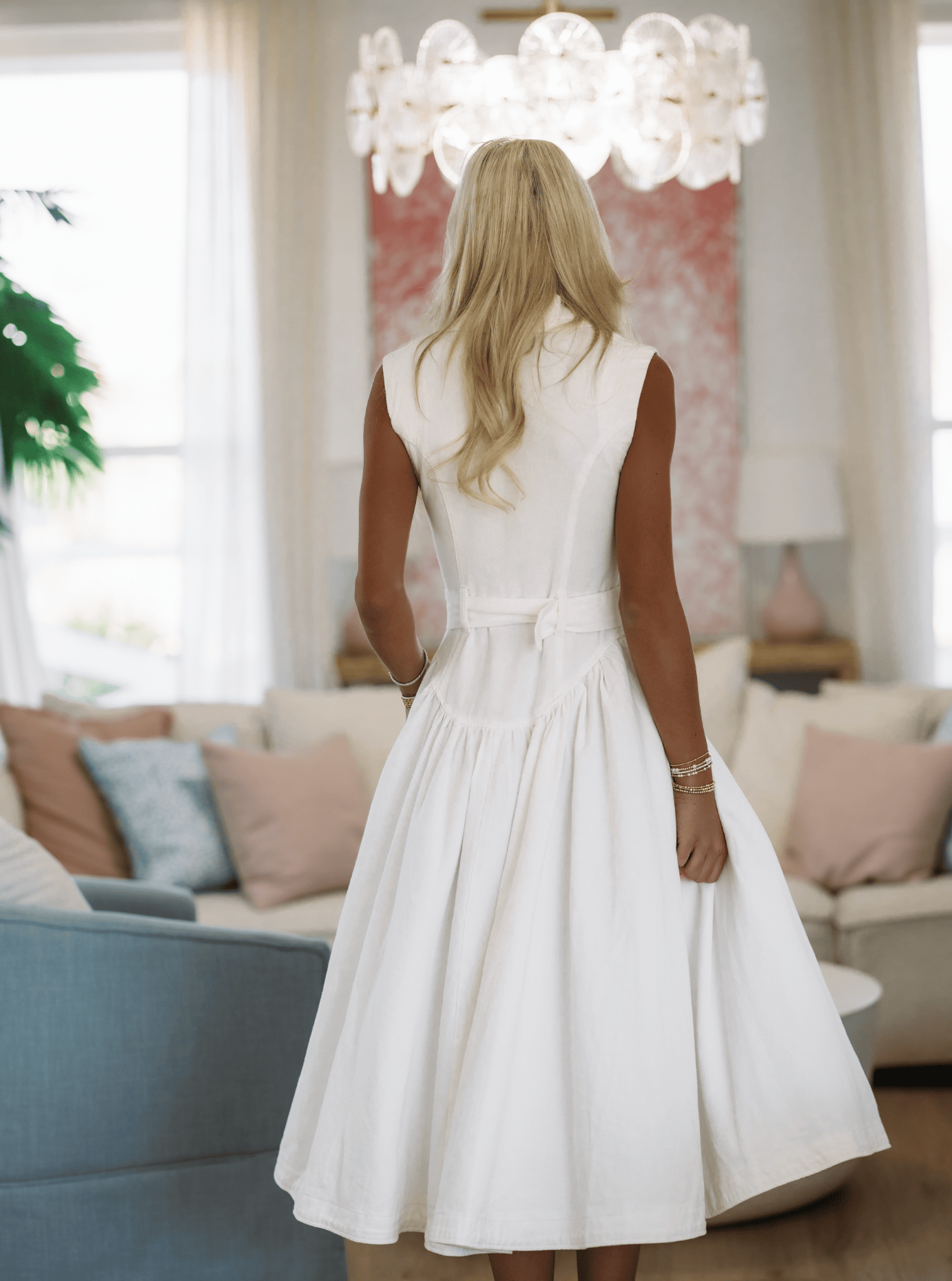 white denim dress long Alyana Denim Maxi Dress - Off White