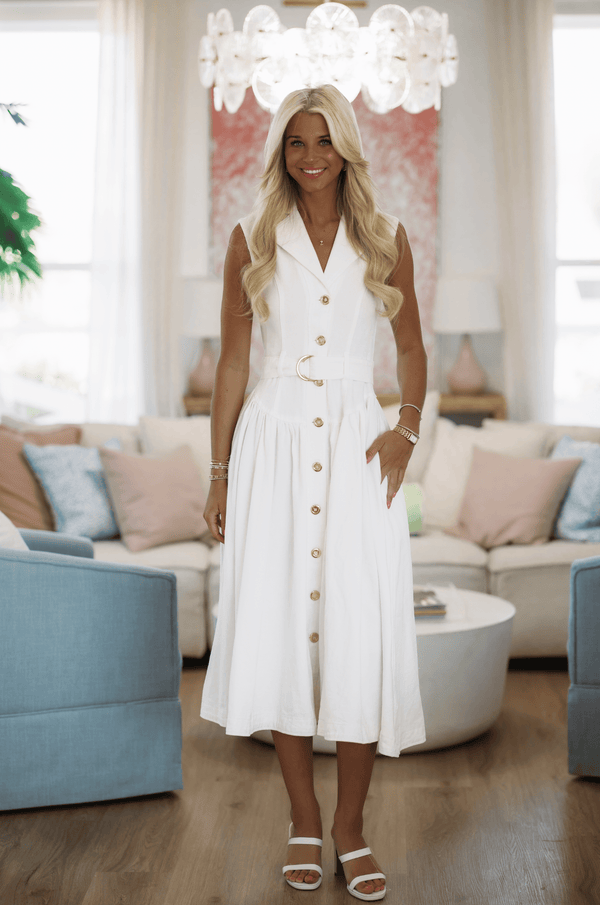 Hazel & Olive SM/D21093B Tennessee Sunsets Maxi Dress - White Denim