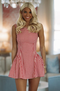 Hazel & Olive SM/D21095A Cherry Picnic Mini Dress - Red and White