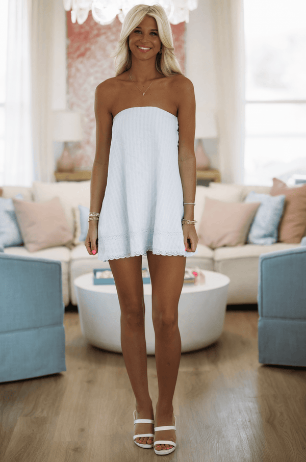 Hazel & Olive SM/D21096A Twirl Me Mini Dress - Blue