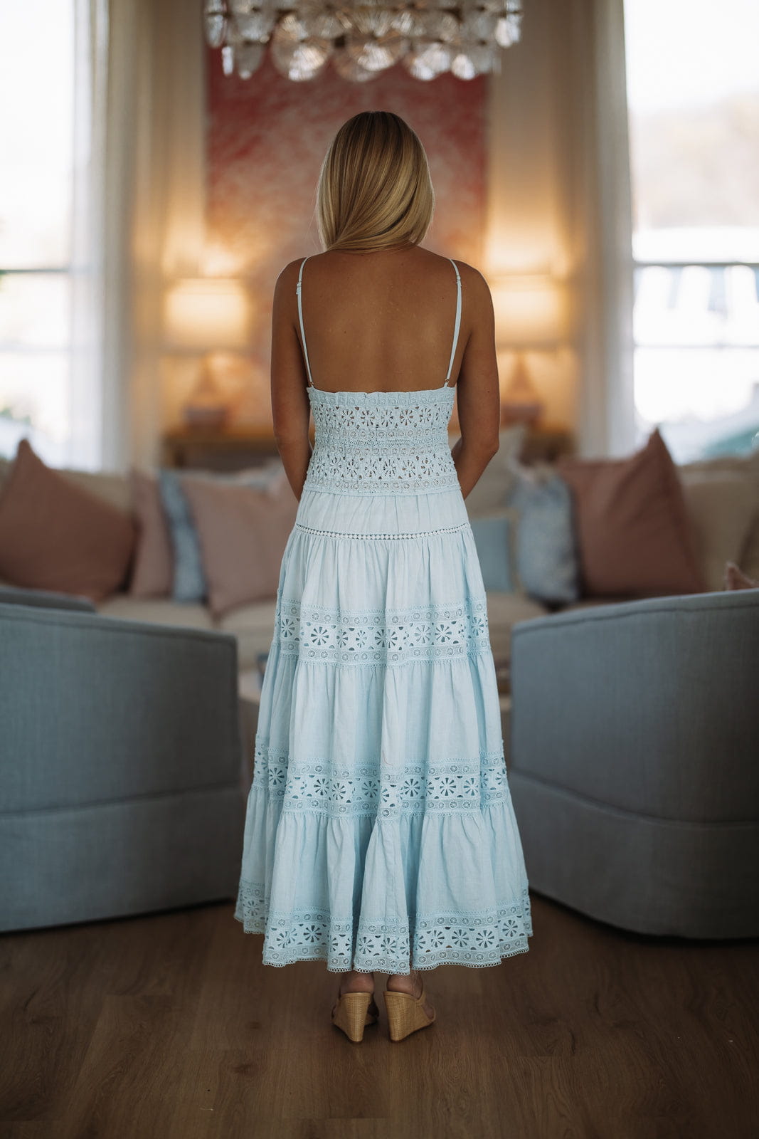 Hazel & Olive SM/D21099A Romance Edit Midi Dress - Baby Blue