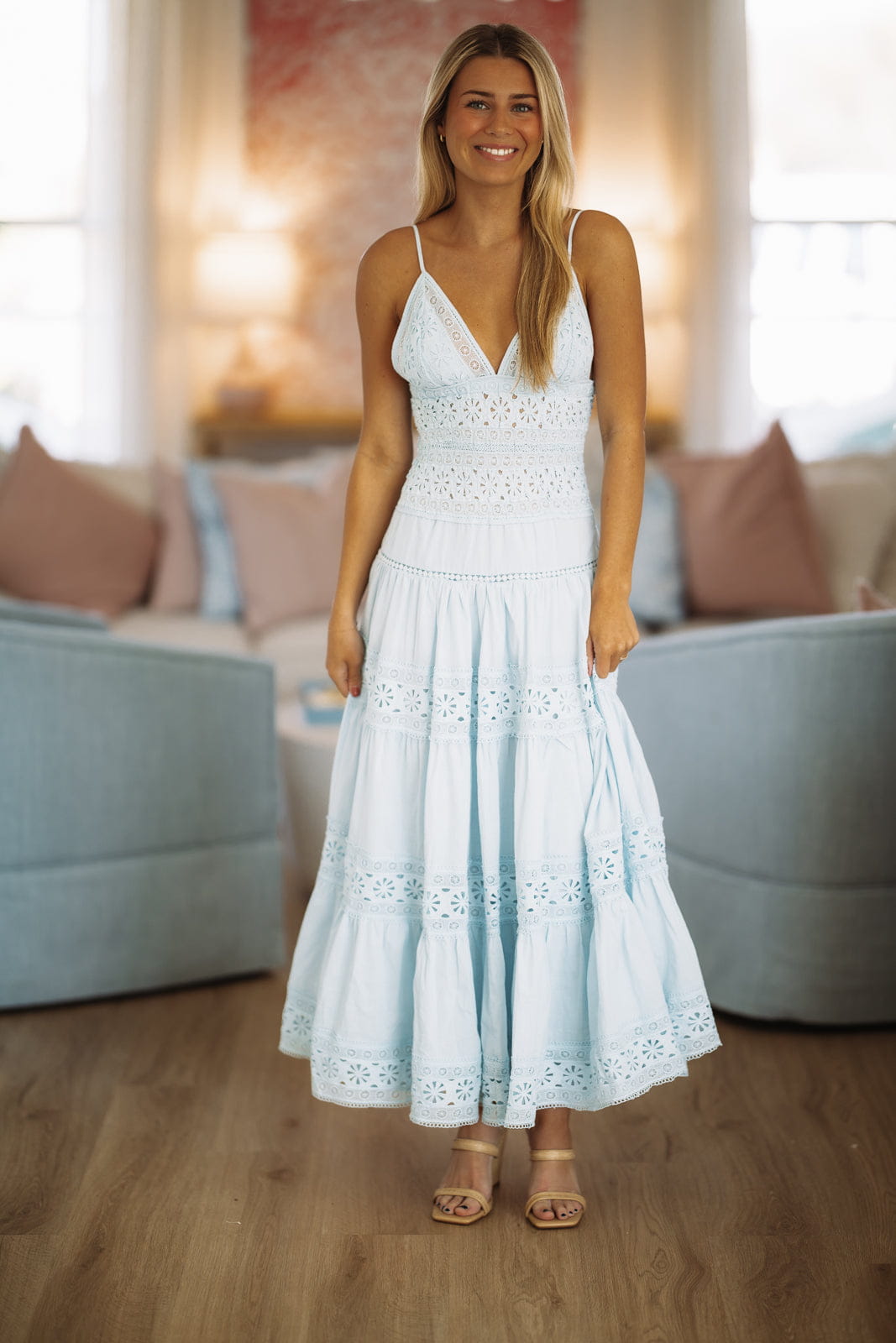 Hazel & Olive SM/D21099A Romance Edit Midi Dress - Baby Blue