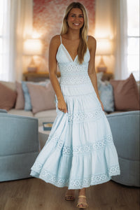 Hazel & Olive SM/D21099A Romance Edit Midi Dress - Baby Blue