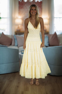 Hazel & Olive SM/D21099A Romance Edit Midi Dress - Lemon Yellow