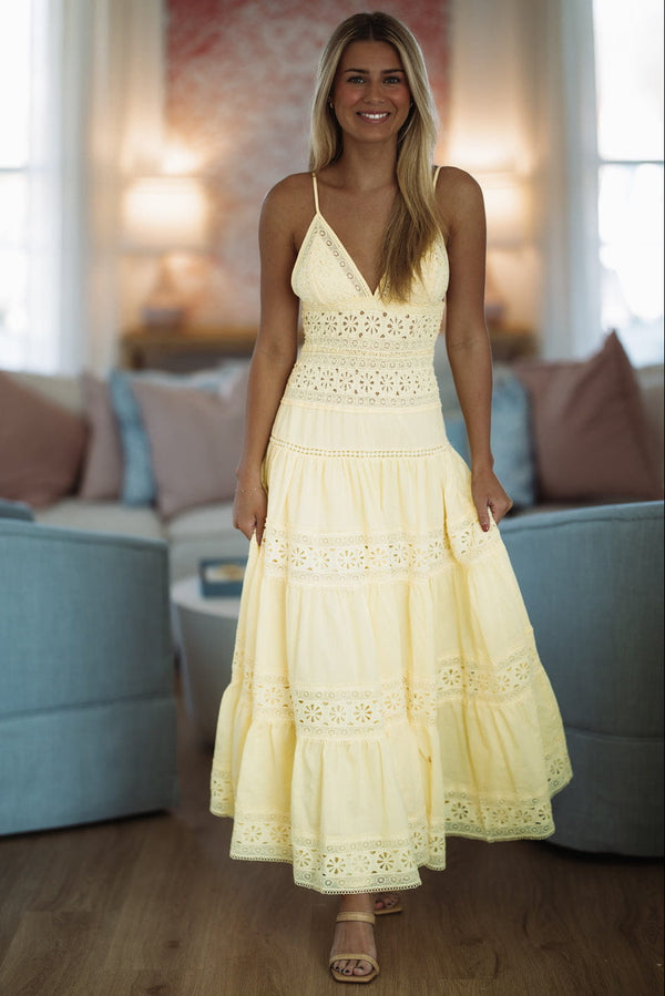 Hazel & Olive SM/D21099A Romance Edit Midi Dress - Lemon Yellow