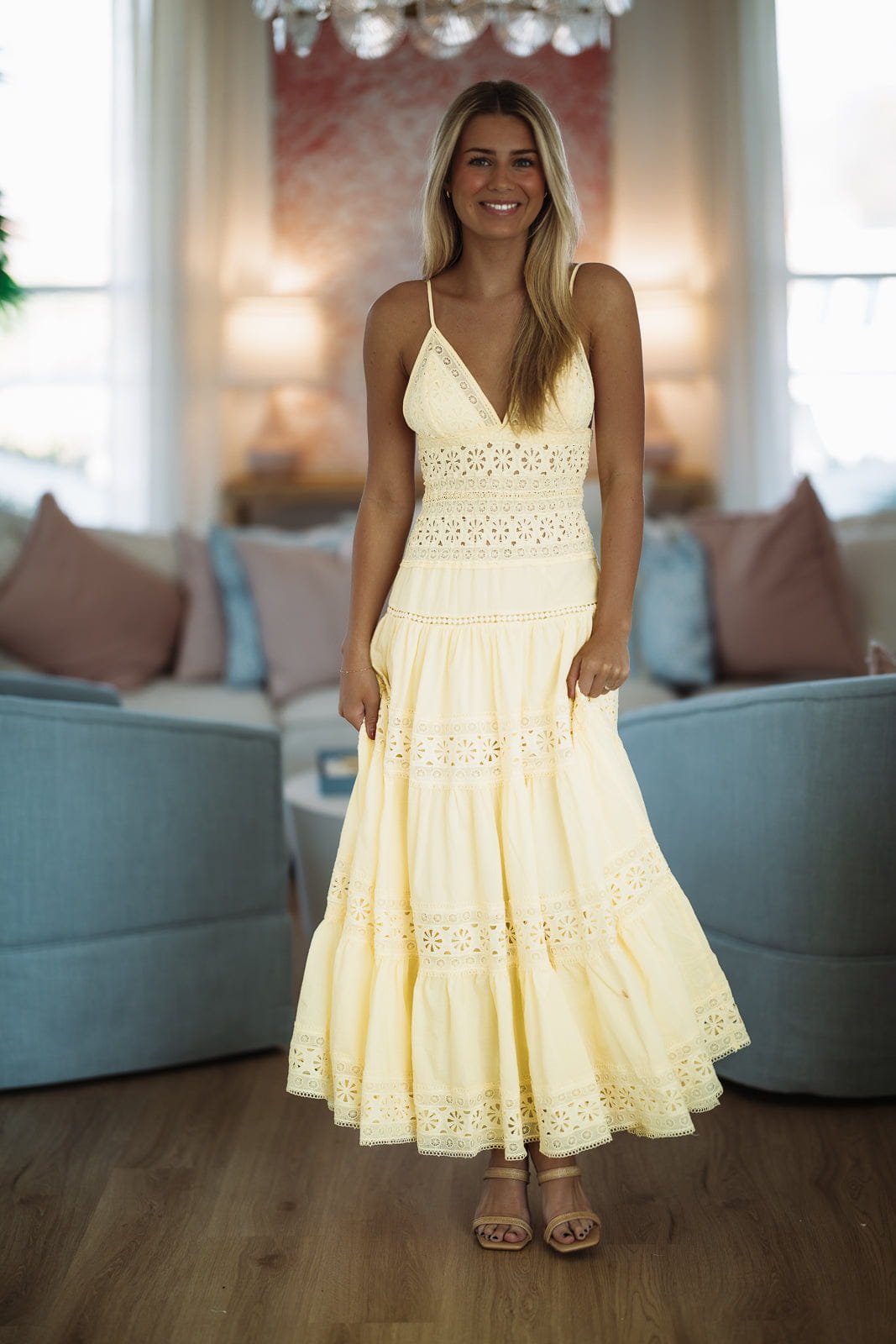 Romance Edit Midi Dress - Lemon Yellow, Large | Hazel and Olive