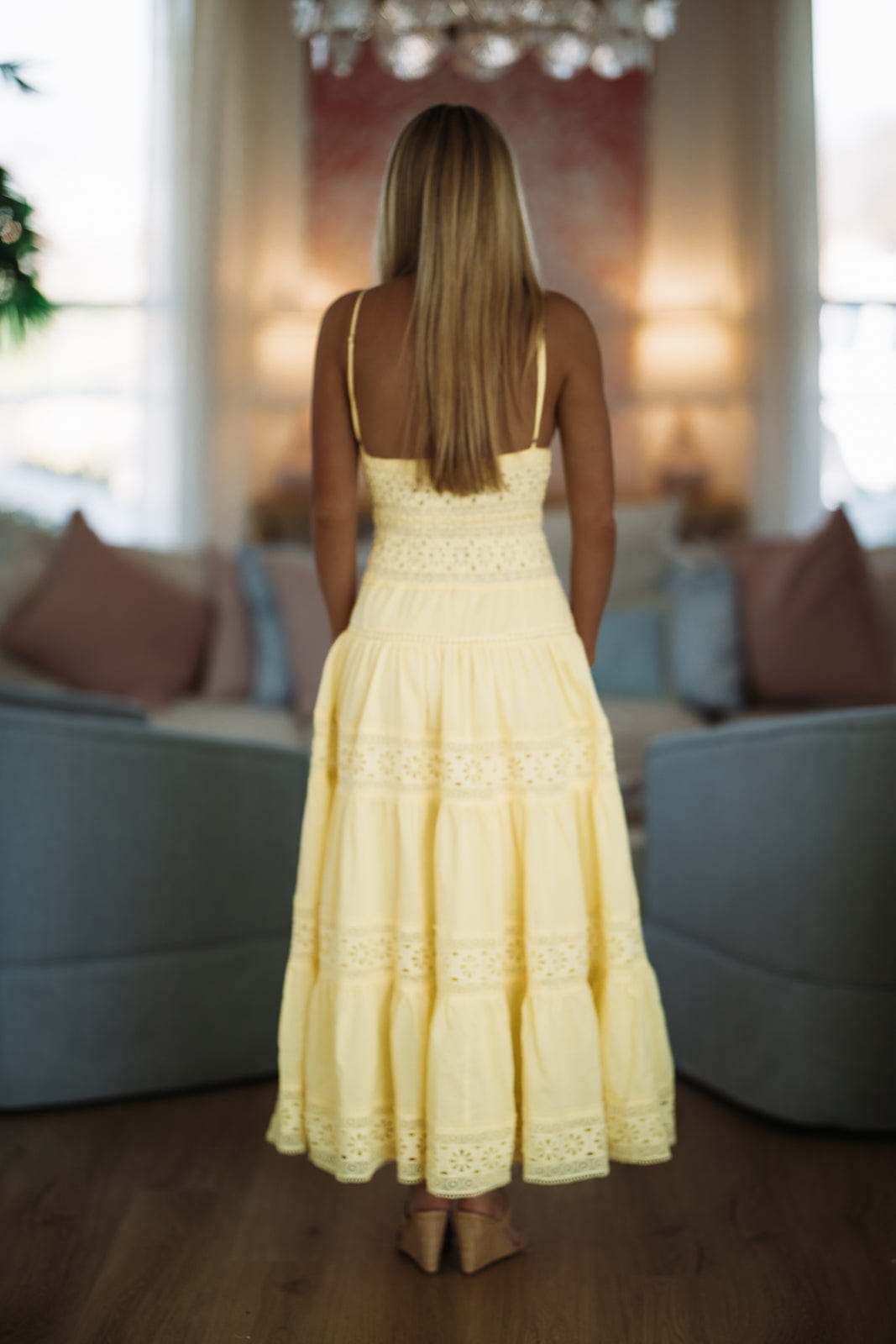 Hazel & Olive SM/D21099A Romance Edit Midi Dress - Lemon Yellow