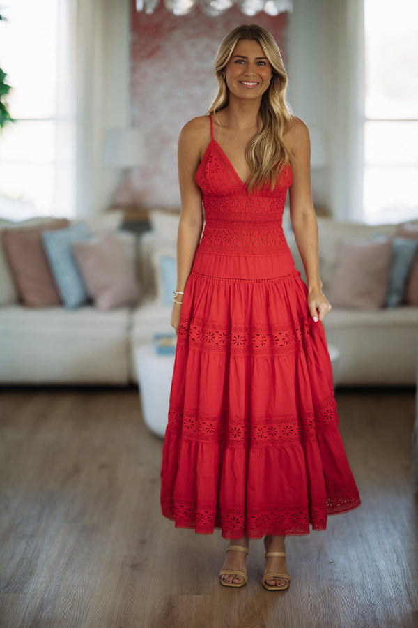 Hazel & Olive SM/D21099A Romance Edit Midi Dress - Red