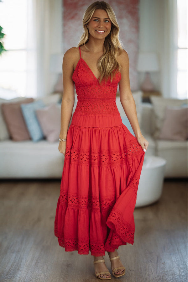 Hazel & Olive SM/D21099A Romance Edit Midi Dress - Red