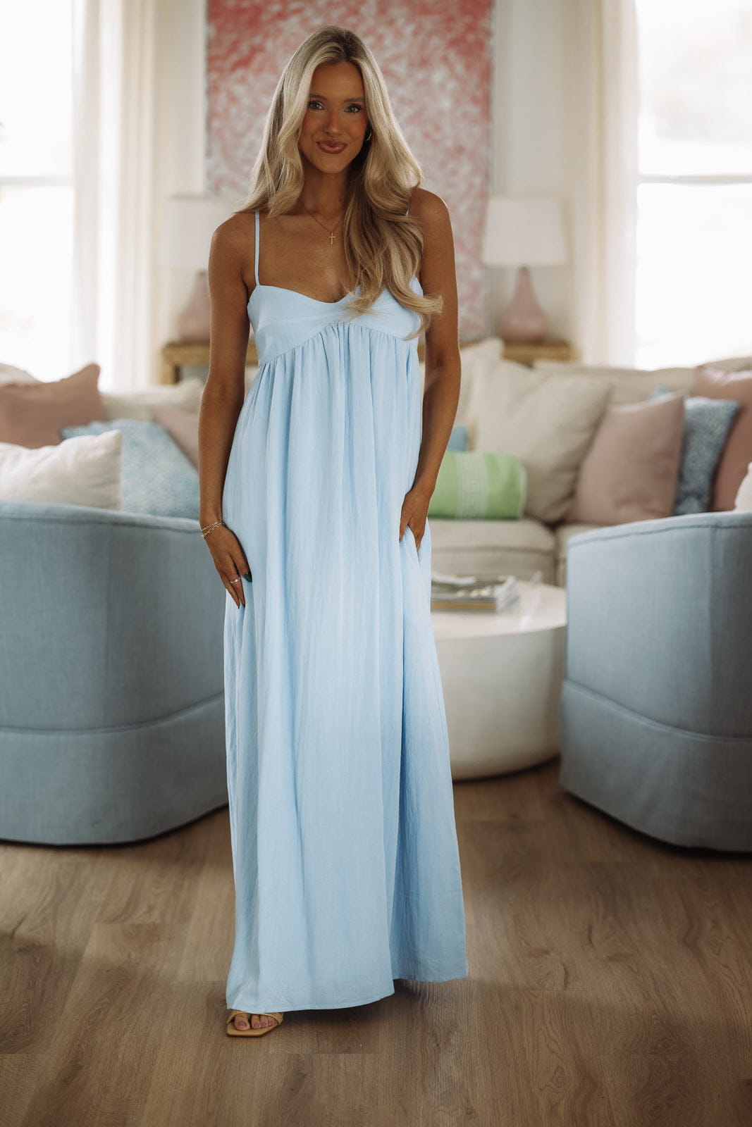 Hazel & Olive SM/D21101B 11:11 Maxi Dress -Baby Blue