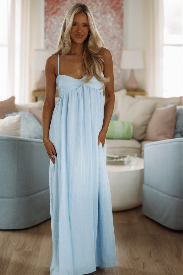 Hazel & Olive SM/D21101B 11:11 Maxi Dress -Baby Blue