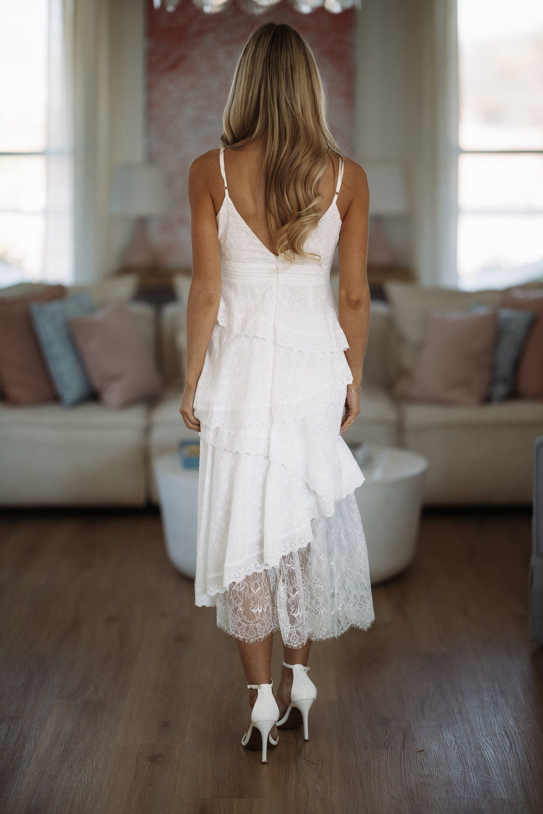 The Coastal Lace Eyelet Midi Dress - White, Large | Hazel and Olive The Coastal Lace Eyelet Midi Dress - White, Large | Hazel and Olive