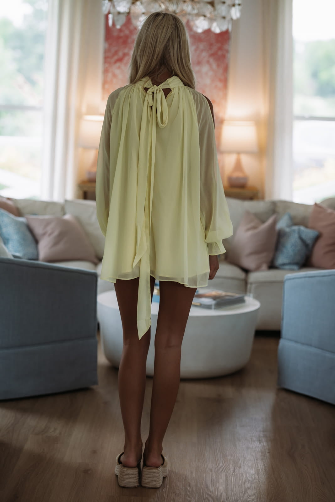 Hazel & Olive SM/D21251A Yvelines Mini Dress - Butter Yellow