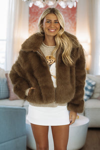 Hazel & Olive SM/J60015A Upper Eastsider Cropped Jacket - Mocha