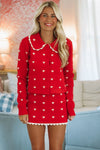 Hazel & Olive SM/SW70189A Hearts Abound Sweater - Red