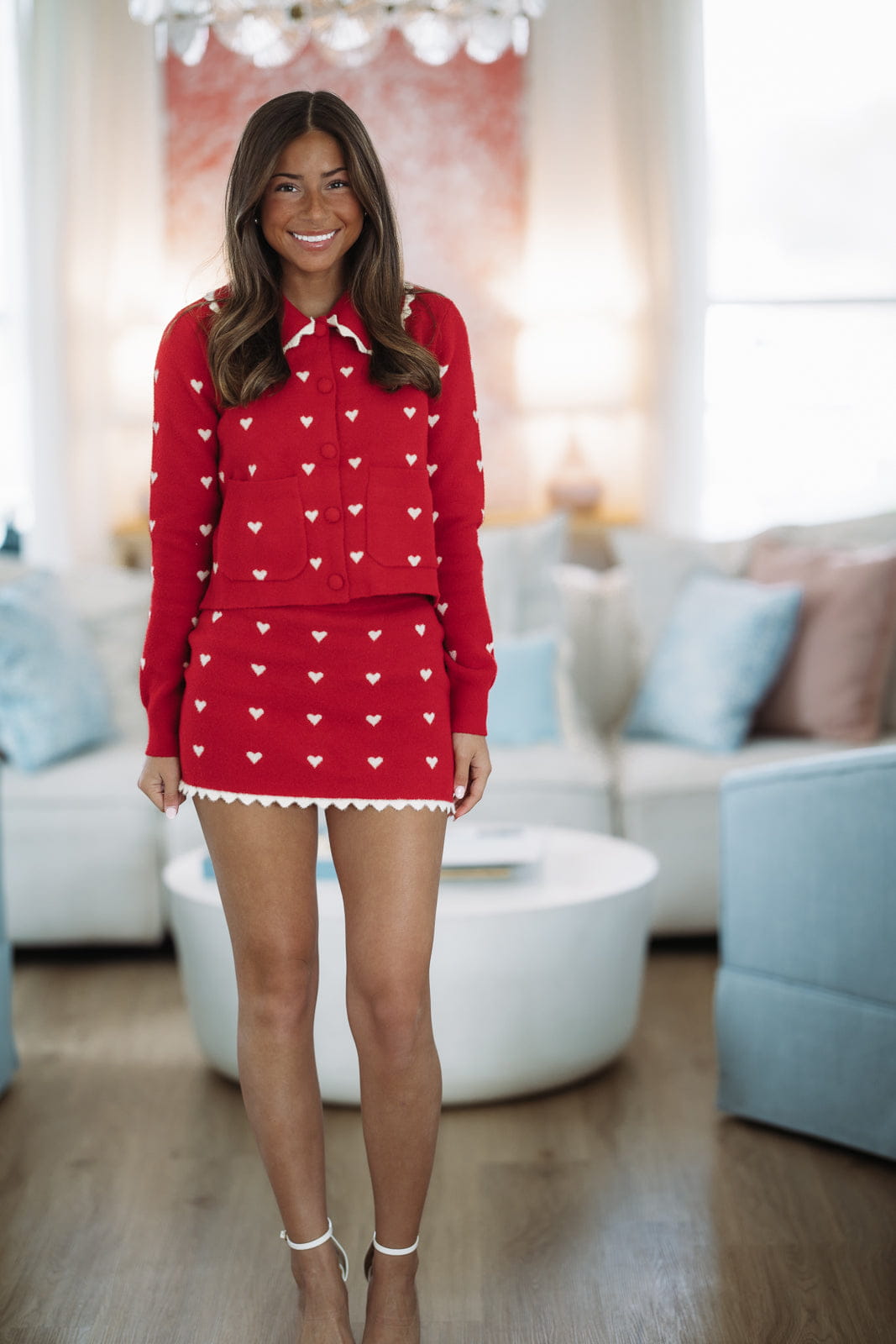 Hazel & Olive SM/SW70189A Hearts Abound Sweater - Red