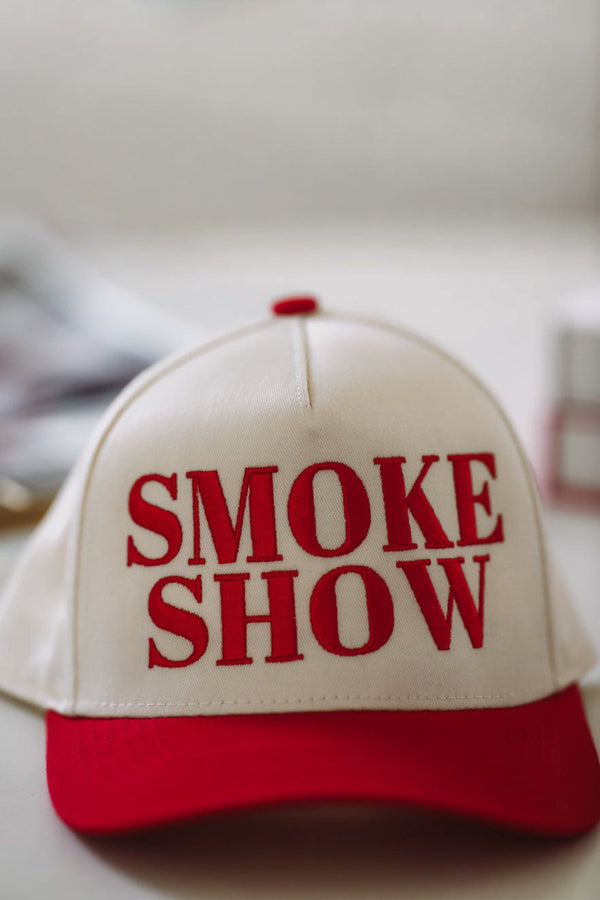 Smoke Show Snapback Hap - Red and Cream-HAZEL & OLIVE-
