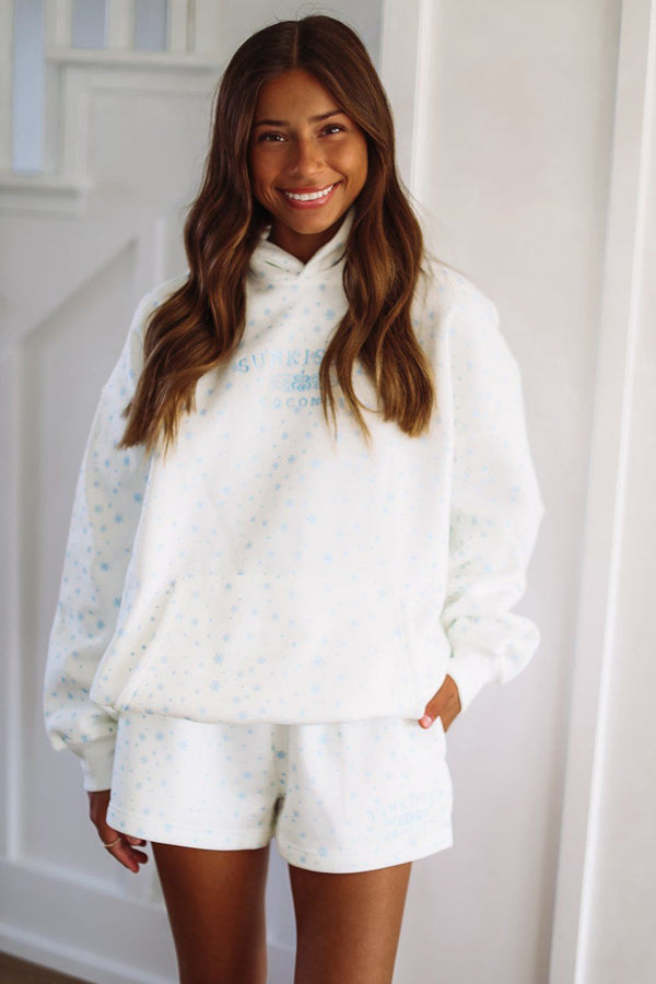 Snowflake Sunkissed Embroidered Hoodie - White and Blue-HAZEL & OLIVE-Small-