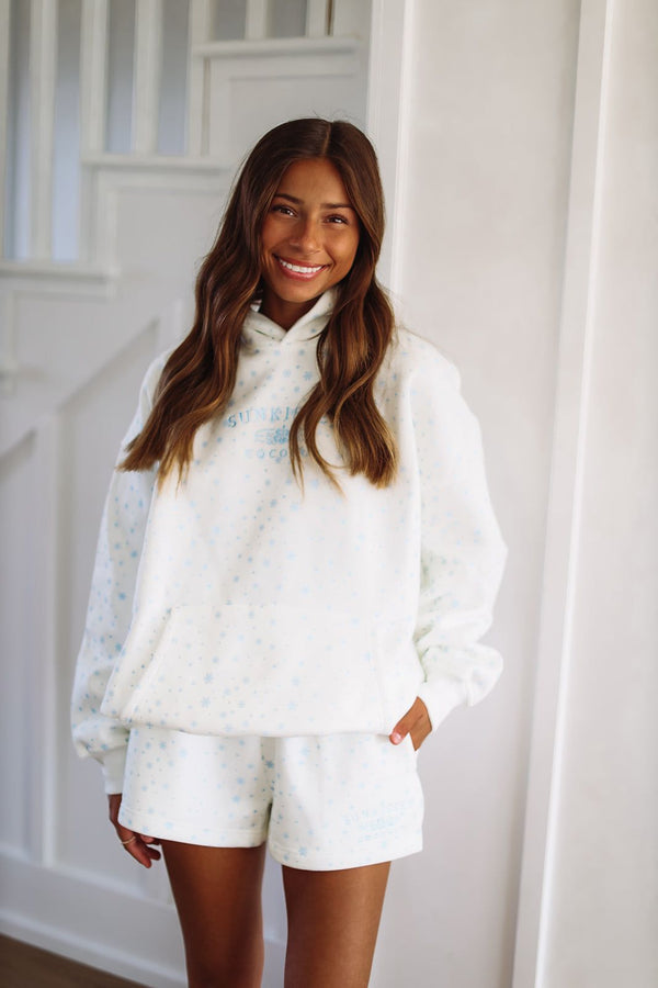 Snowflake Sunkissed Embroidered Hoodie - White and Blue-HAZEL & OLIVE-Small-