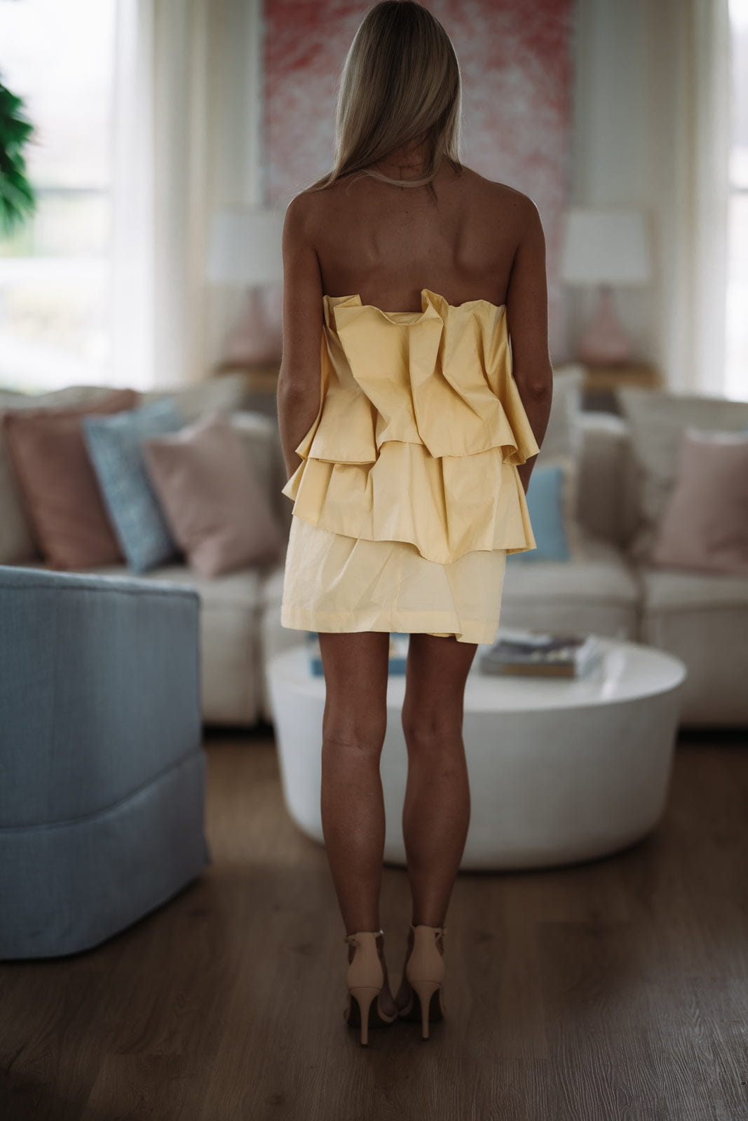 Hazel & Olive SOD1457 Origami Muse Mini Dress - Butter Yellow