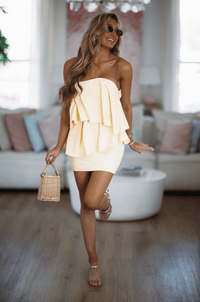 Hazel & Olive SOD1457 Origami Muse Mini Dress - Butter Yellow