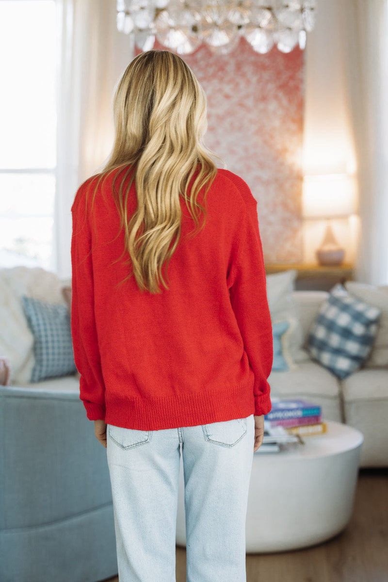 Hazel & Olive SP25Y642W Briar Knit Cardigan - Red