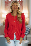 Hazel & Olive SP25Y642W Briar Knit Cardigan - Red