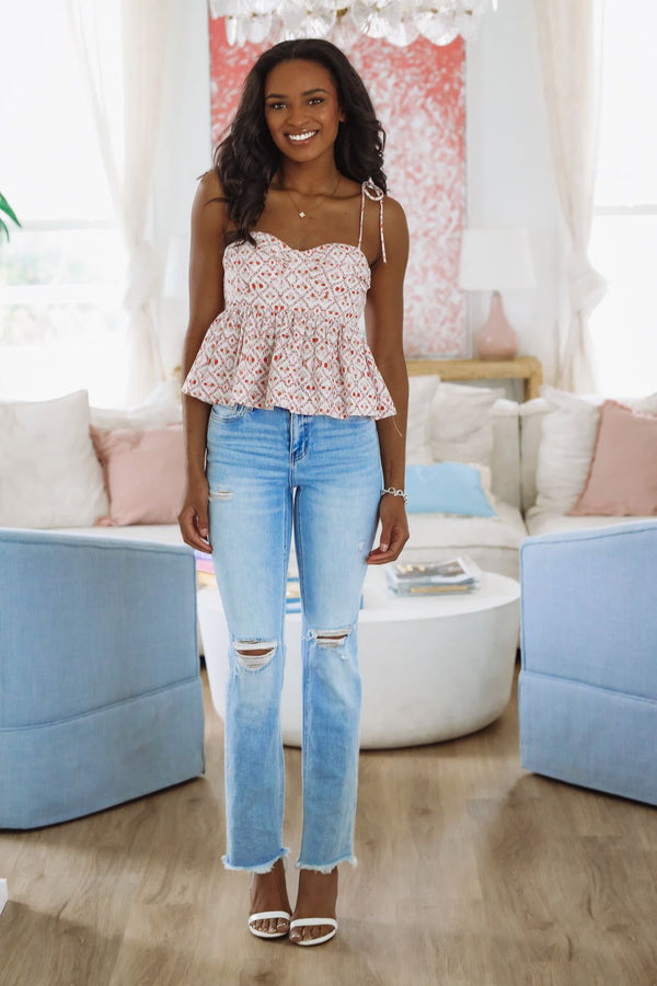 Sprinkle of Spring Babydoll Top - Red-HAZEL & OLIVE-Small-