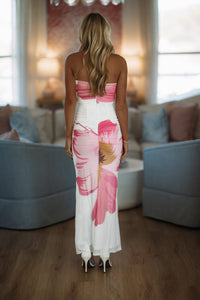 Hazel & Olive SR0940J03 Love's Only Rule Maxi Dress - White, Pink and Orange