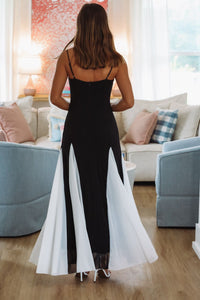 Hazel & Olive SR1063J01 Black Tie Affair Maxi Dress - Black and White