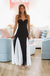 Hazel & Olive SR1063J01 Black Tie Affair Maxi Dress - Black and White