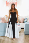 Hazel & Olive SR1063J01 Black Tie Affair Maxi Dress - Black and White