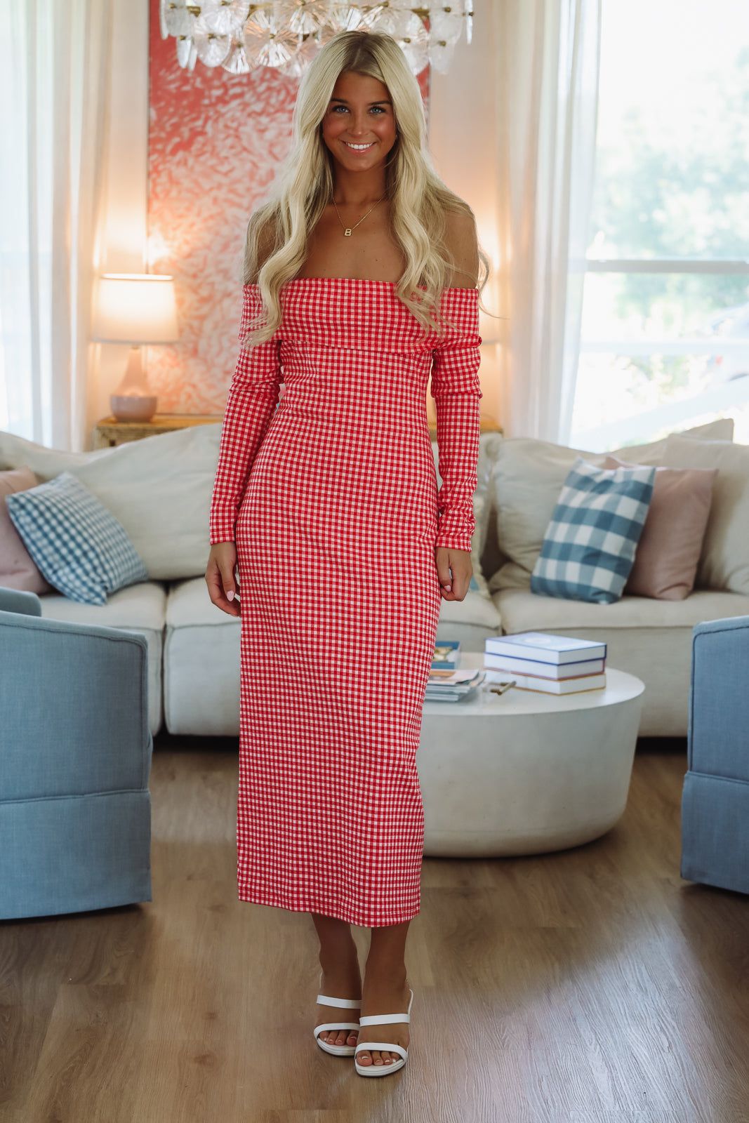 The Little Things Midi Dress - Red and White-Hazel & Olive SS1689D-XSmall-