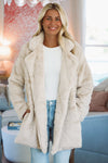 Hazel & Olive SSL82308 Winter's Grace Faux Fur Coat - Tan