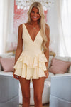 Good as Gold Romper Dress - Yellow-HAZEL & OLIVE ST5050D06-XSmall-