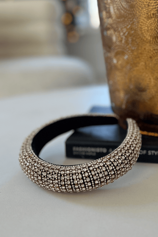 Statement Puffy Rhinestone Headband - Gold-HAZEL & OLIVE-